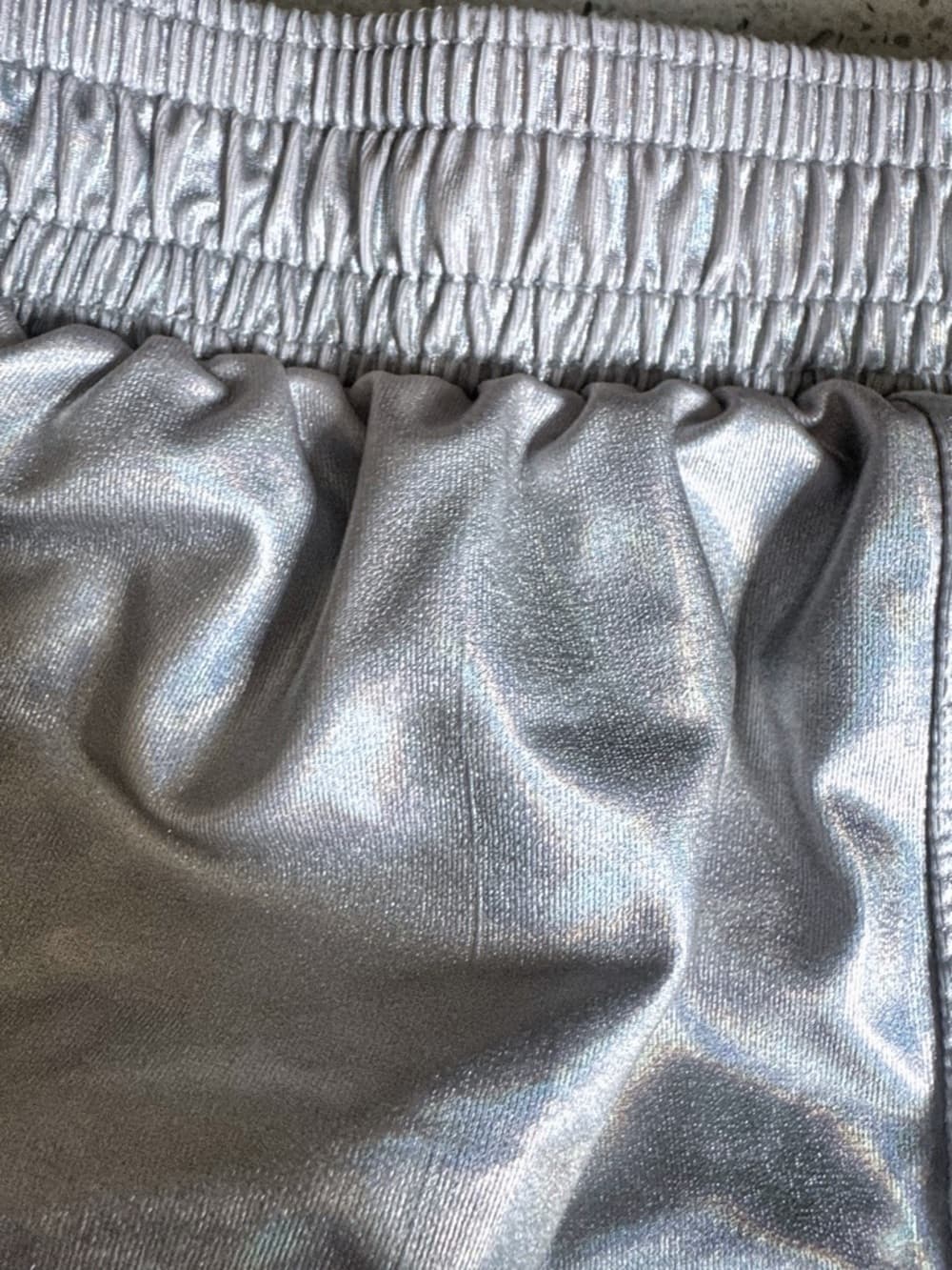 Arjen Kroos Metallic Silver High Waisted Running Shorts L Athletic Gym - Thumbnail 3