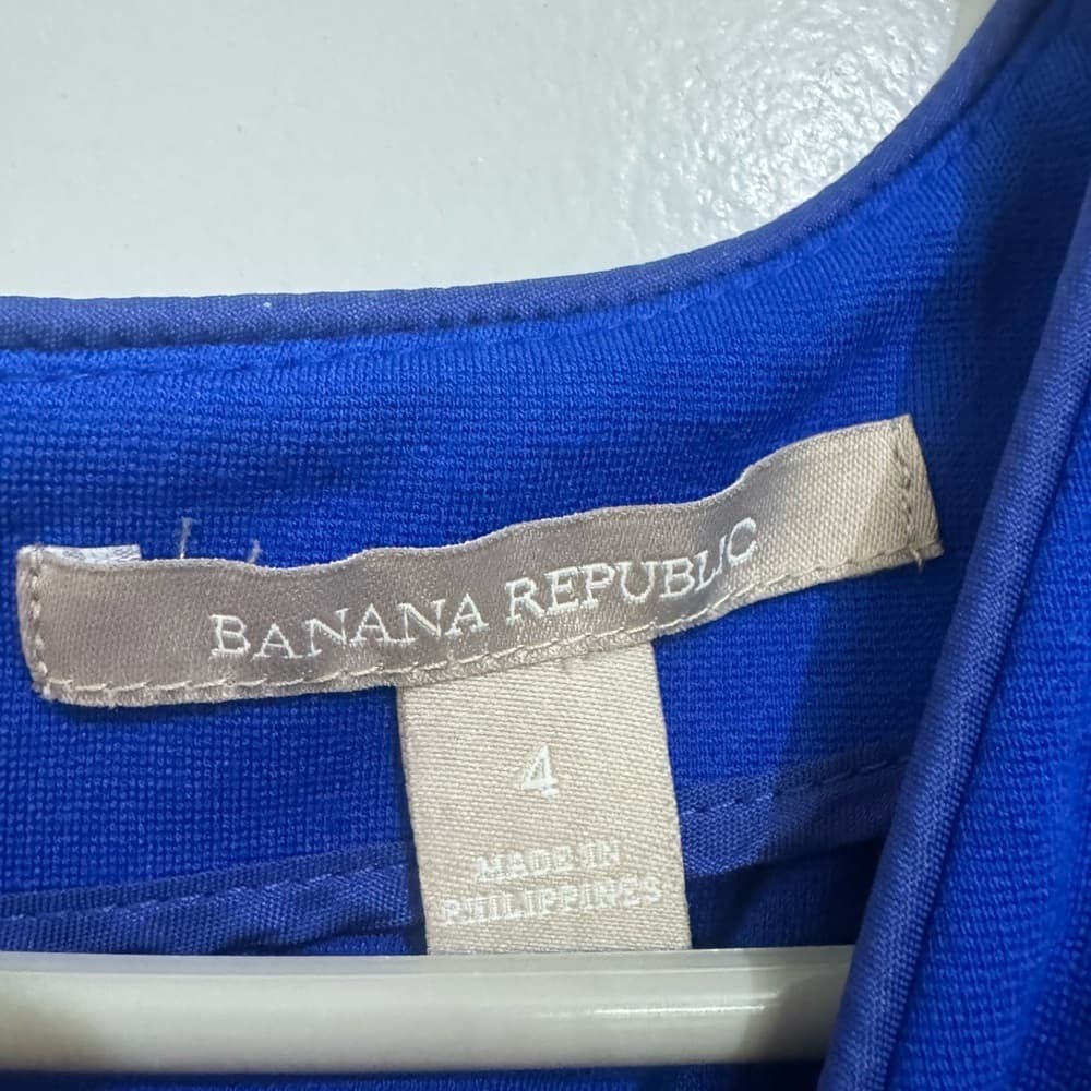 Banana Republic Women's Blue Fit & Flare Skater Dress Short Sleeve Size 4 - Thumbnail 4