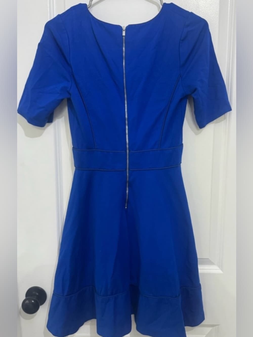 Banana Republic Women's Blue Fit & Flare Skater Dress Short Sleeve Size 4 - Thumbnail 2