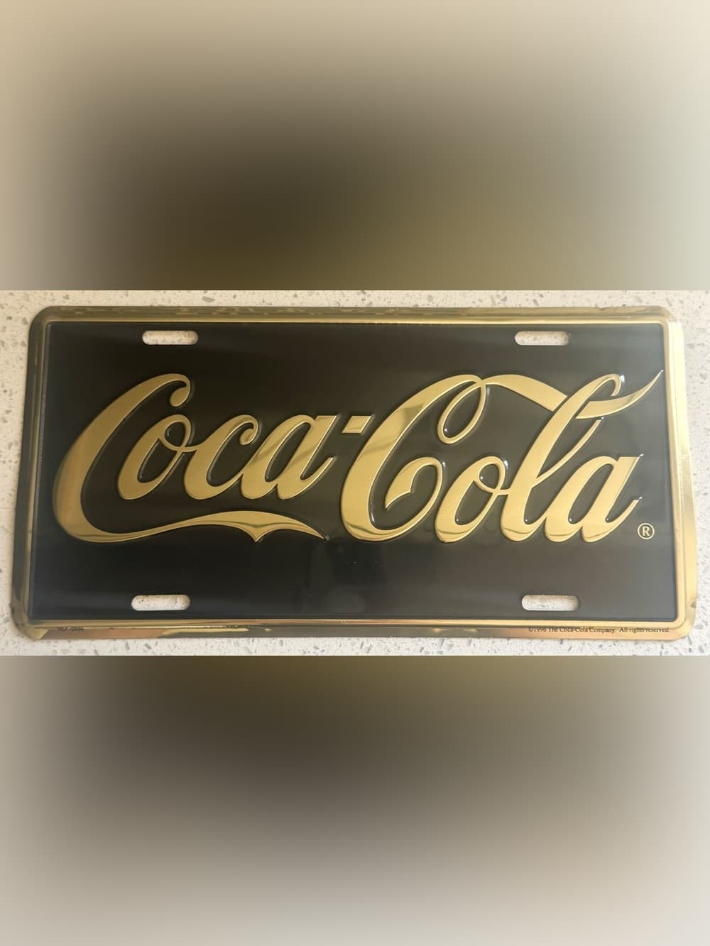 Coca-Cola Black Gold Novelty Collectible License Plate Sign Metal