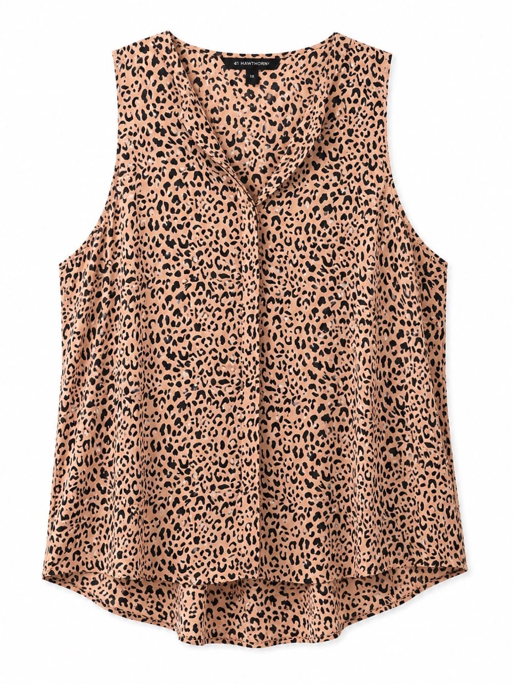41 Hawthorn Women's Leopard Print Sleeveless V-Neck Blouse Plus Size 3X - Thumbnail 8