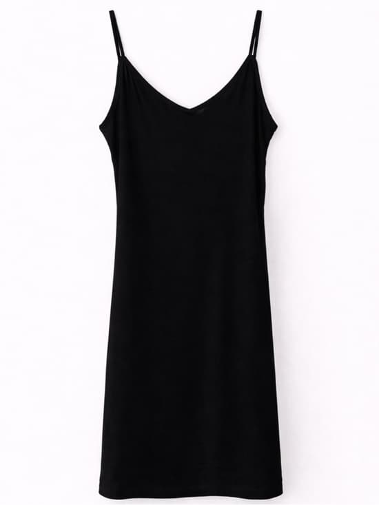 Windsor Black Slip Mini Dress Spaghetti Strap V-Neck Size M - Thumbnail 10