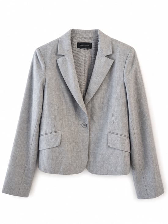 BCBG Max Azria Gray Tailored Blazer M Fitted Career Jacket - Thumbnail 9