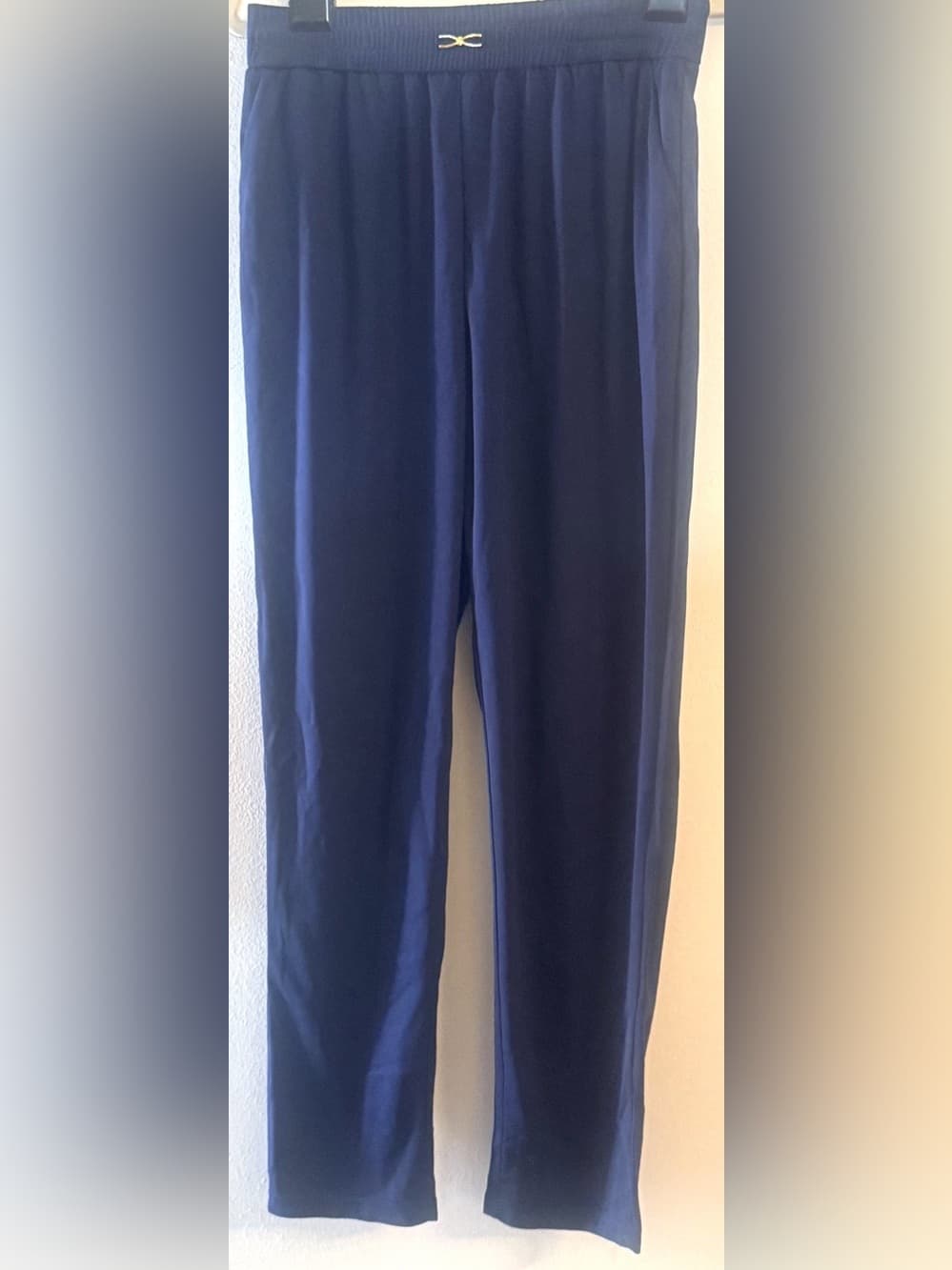 SoftyGrace Women's Navy Straight Leg Pants Relaxed Fit Lightweight Size Medium