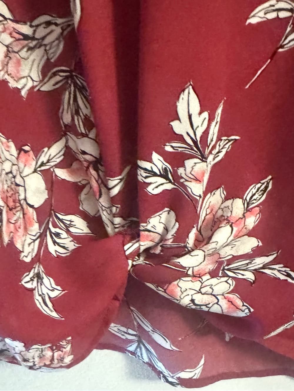 Apt. 9 Burgundy Floral Print Bell Sleeve Blouse XL - Thumbnail 5