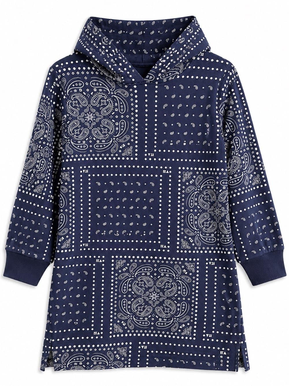 Free Assembly Blue Bandana Print Pullover Hoodie Medium Paisley Casual - Thumbnail 7
