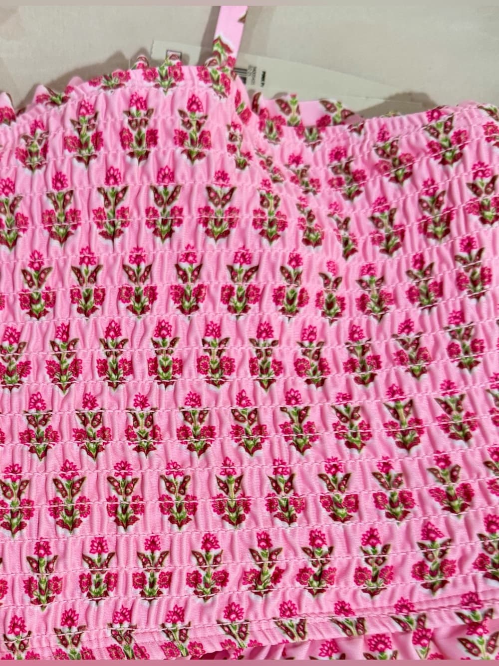 No Boundaries Women's Pink Smocked Floral Bikini Two Piece Set NWT Plus Size XXL - Thumbnail 4