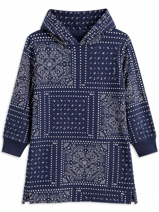 Free Assembly Blue Bandana Print Pullover Hoodie Medium Paisley Casual - Thumbnail 8