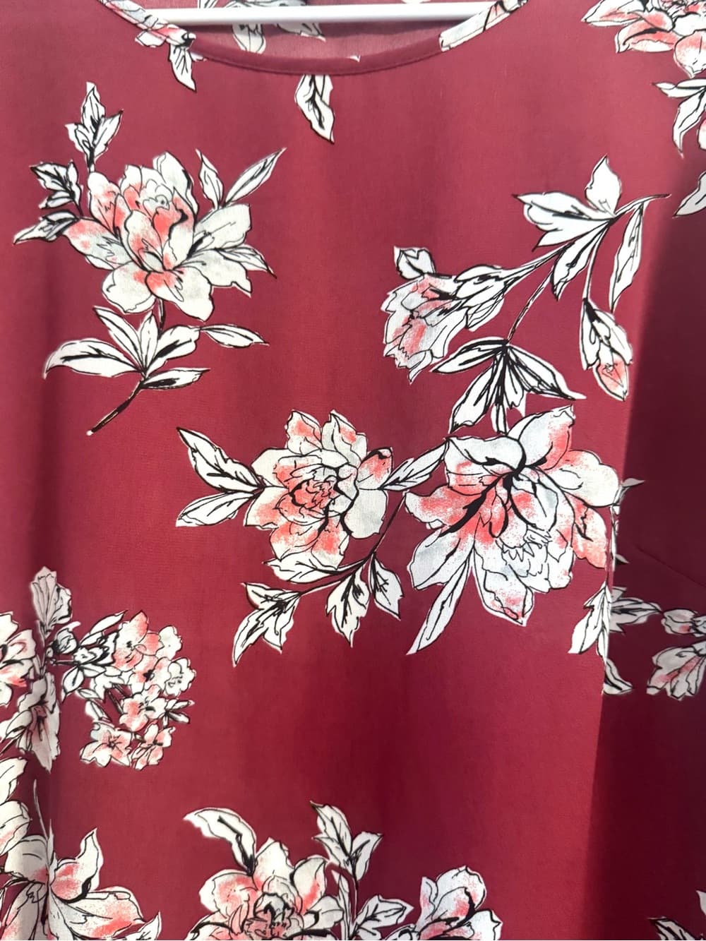 Apt. 9 Burgundy Floral Print Bell Sleeve Blouse XL - Thumbnail 4