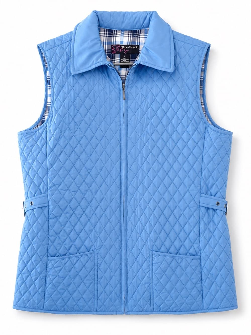 Peck & Peck Quilted Zip Vest Periwinkle Blue Sleeveless Size L - Thumbnail 8