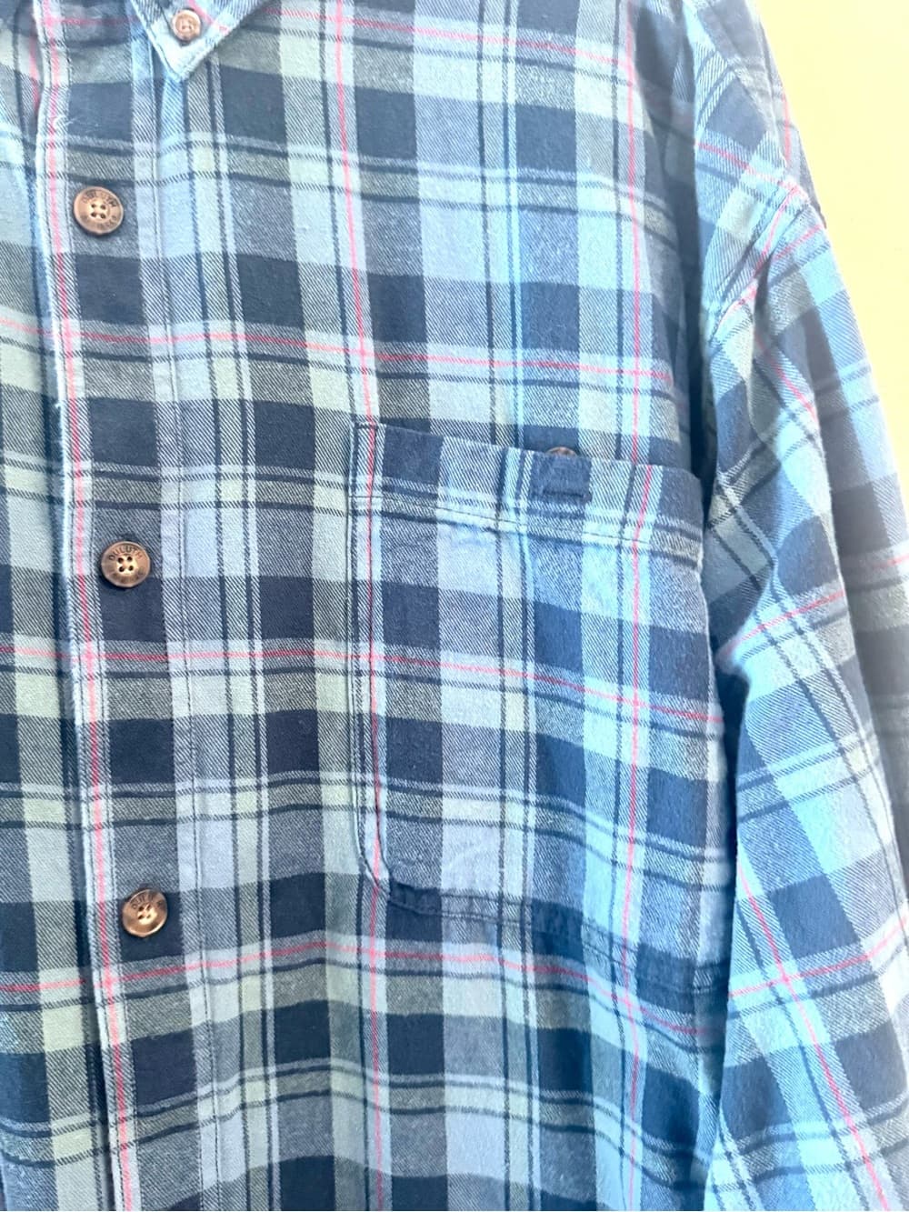Duluth Trading Co. Blue Plaid Relaxed Fit Long Sleeve Button Down 4XL Big & Tall - Thumbnail 3