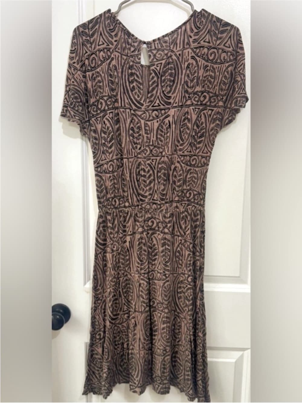 LOFT Brown Black Paisley Fit Flare Midi Dress XS - Thumbnail 2