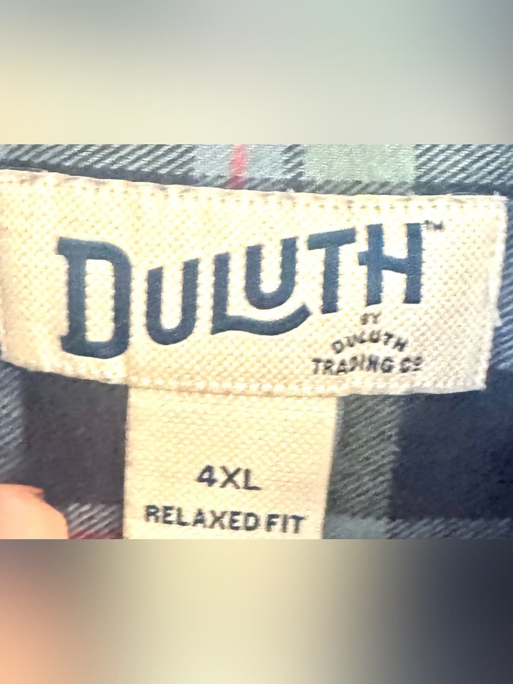 Duluth Trading Co. Blue Plaid Relaxed Fit Long Sleeve Button Down 4XL Big & Tall - Thumbnail 4
