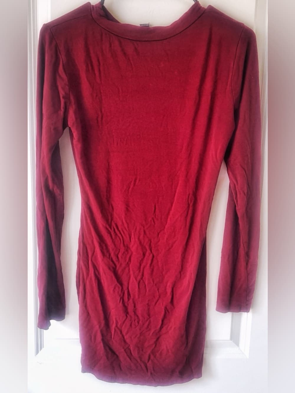 Windsor Bodycon Mini Dress Red Long Sleeve Fitted Medium Womens - Thumbnail 2