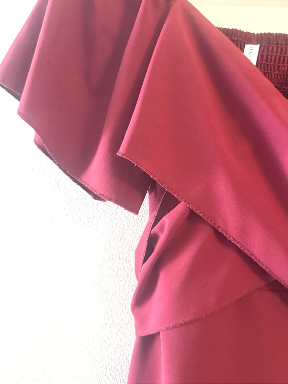 Dokotoo Burgundy Ruffle Wrap Mini Dress Flutter Sleeve Smocked S - Thumbnail 3