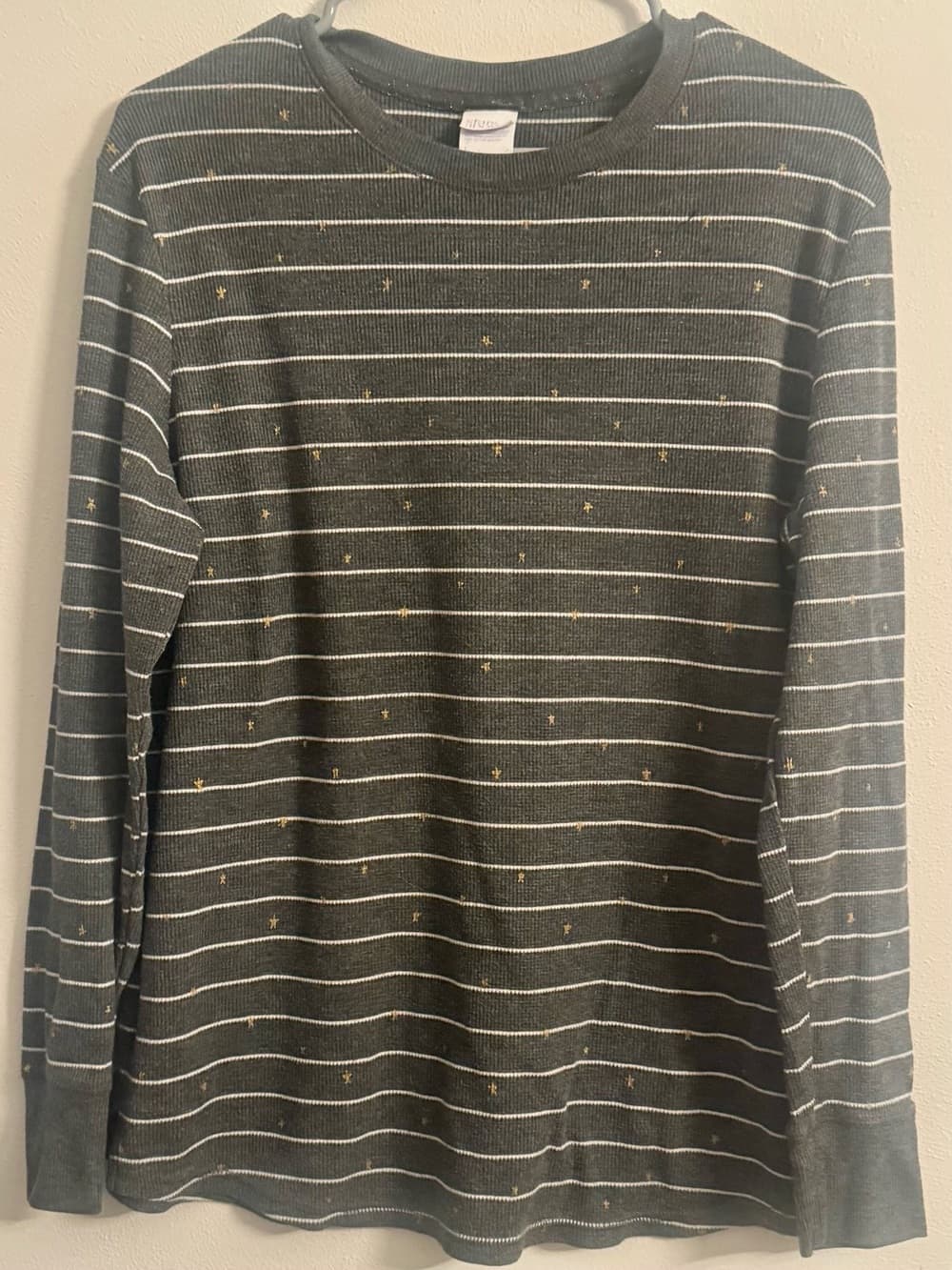 Stars Above Women's Gray Striped Speckled Long Sleeve Lounge Top Size Large