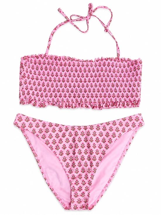 No Boundaries Women's Pink Smocked Floral Bikini Two Piece Set NWT Plus Size XXL - Thumbnail 13