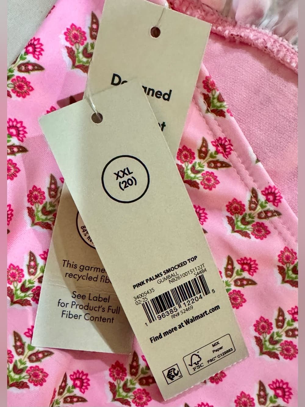 No Boundaries Women's Pink Smocked Floral Bikini Two Piece Set NWT Plus Size XXL - Thumbnail 5