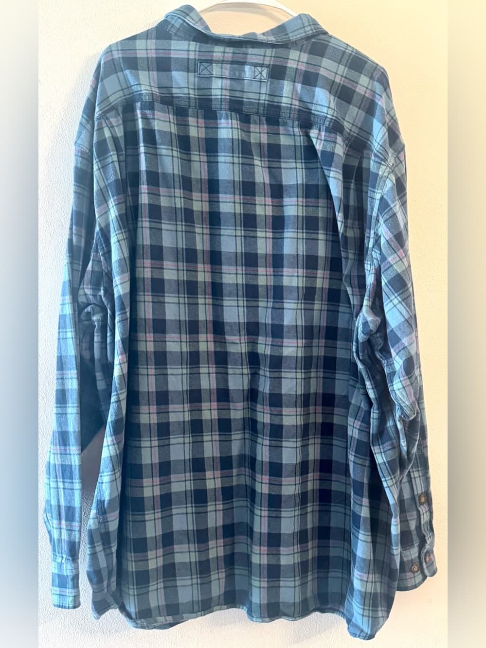 Duluth Trading Co. Blue Plaid Relaxed Fit Long Sleeve Button Down 4XL Big & Tall - Thumbnail 2