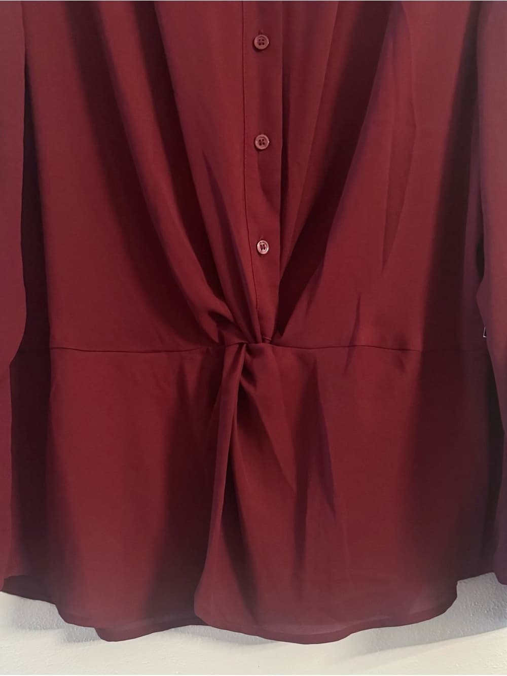 Alfani Malbec Burgundy Twist Front Button Down Blouse XL NWT - Thumbnail 4