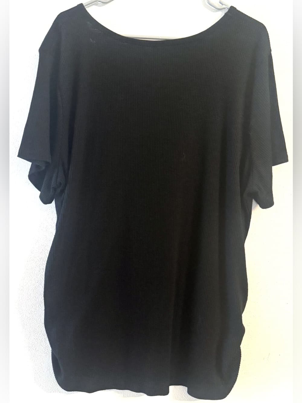 Black Ruched Side Drawstring Short Sleeve Top 4X Plus Size - Thumbnail 2
