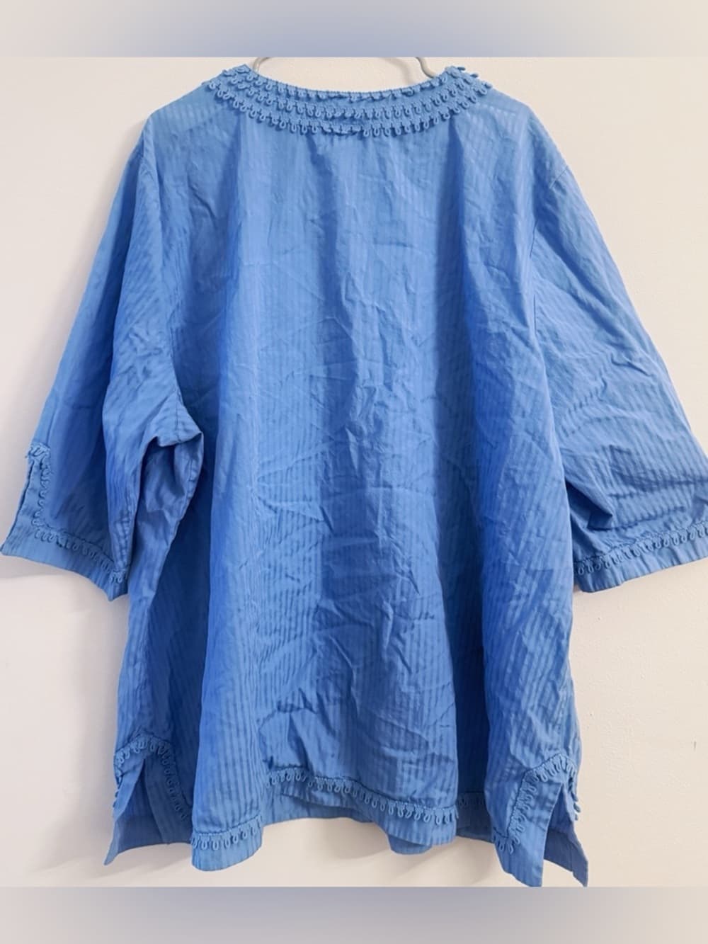 Liz & Me Women's Blue Embroidered Tunic Top Relaxed Fit Lightweight Plus Size 4X - Thumbnail 2