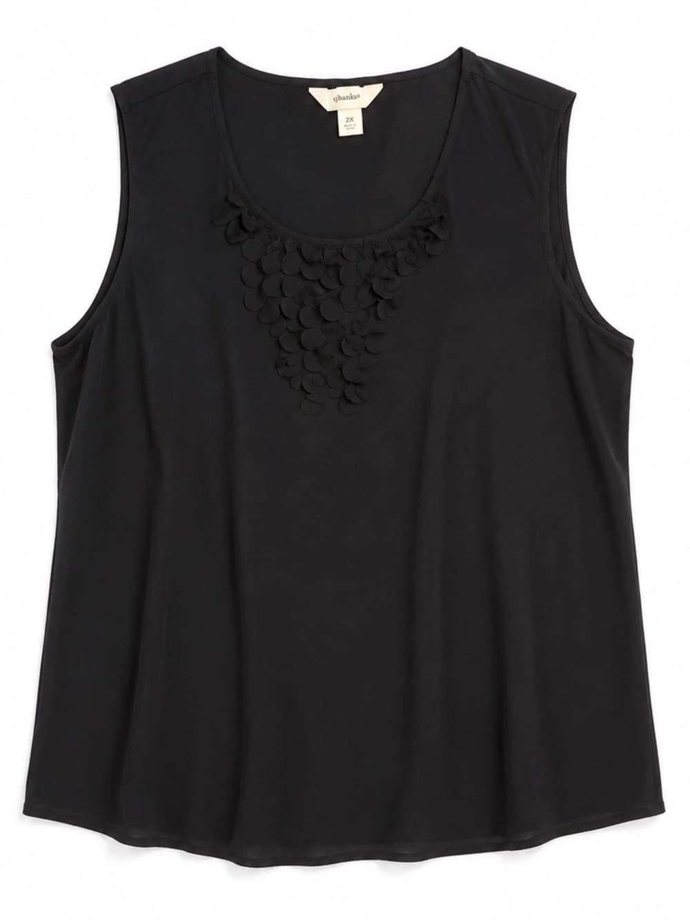 CJ Banks Plus Size 2X Black Sleeveless Top Floral Applique Neckline - Thumbnail 7