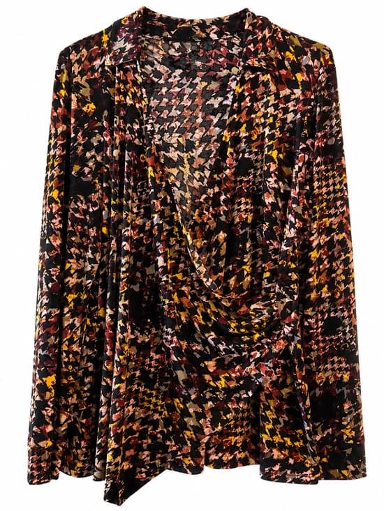 Investments Women's Abstract Print Draped Long Sleeve Stretch Blouse Size Large - Thumbnail 8