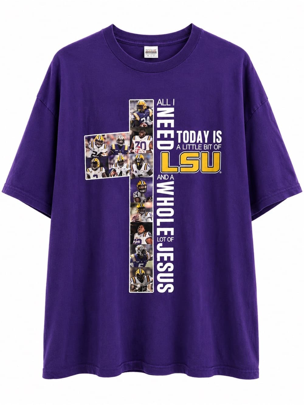 Delta Pro Weight Purple LSU Tigers Jesus Cross Graphic Tee 3XL Christian Faith - Thumbnail 7