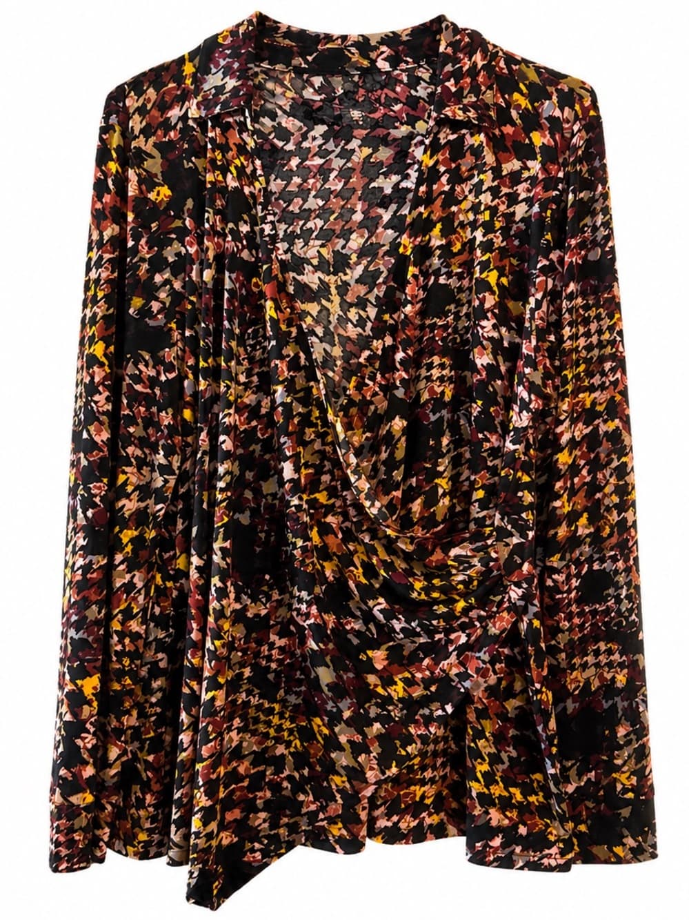 Investments Women's Abstract Print Draped Long Sleeve Stretch Blouse Size Large - Thumbnail 7