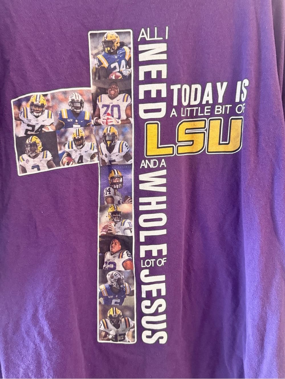 Delta Pro Weight Purple LSU Tigers Jesus Cross Graphic Tee 3XL Christian Faith - Thumbnail 3