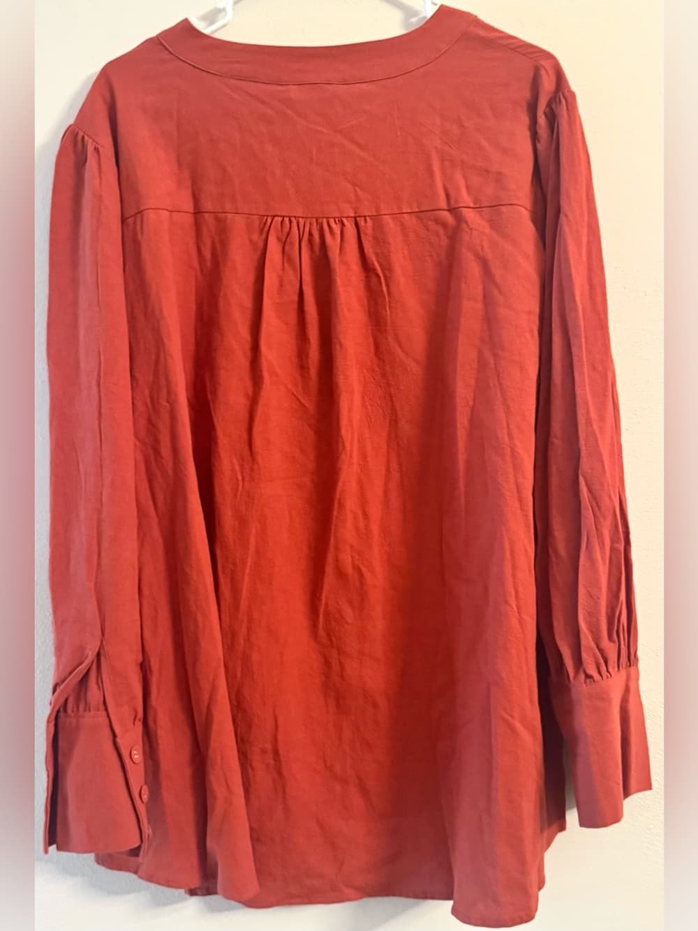 Bloomchic Women's Rust Cotton Button Down Long Sleeve Blouse NWT Plus Size 3X - Thumbnail 2