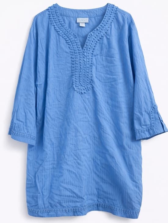 Liz & Me Women's Blue Embroidered Tunic Top Relaxed Fit Lightweight Plus Size 4X - Thumbnail 6