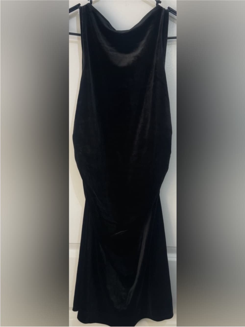 NWT Wild Fable Black Velvet Ruched Midi Dress M Cowl Neck - Thumbnail 2