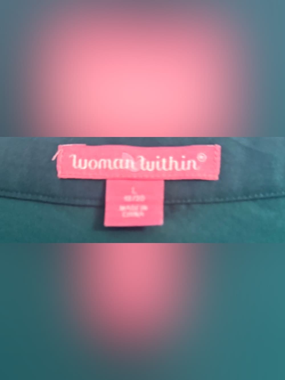Woman Within Teal Smocked Bust 3/4 Sleeve Button Down Blouse Large - Thumbnail 4