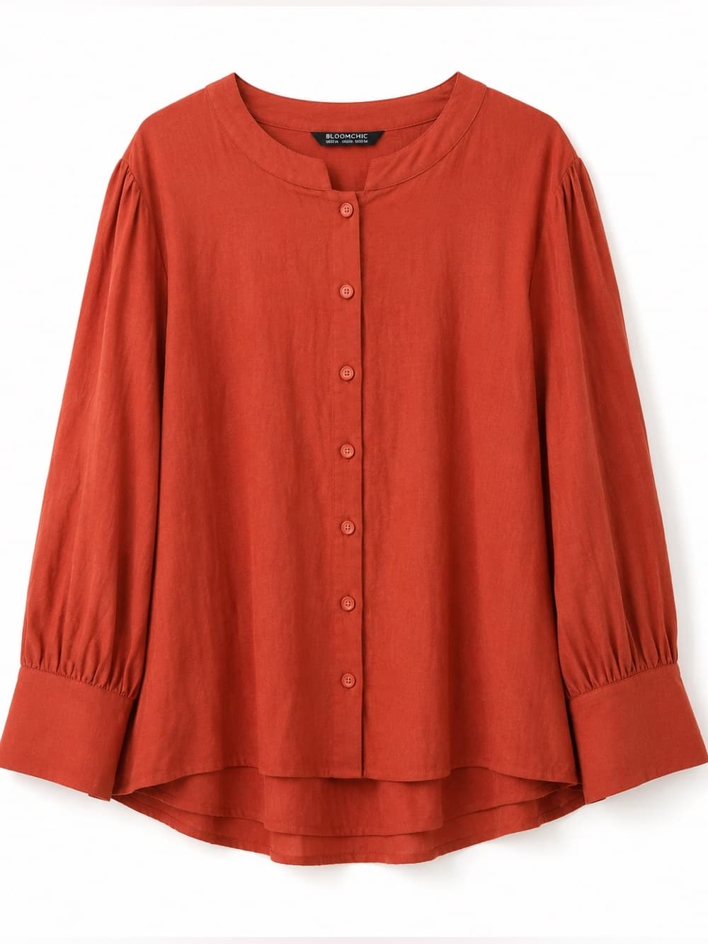 Bloomchic Women's Rust Cotton Button Down Long Sleeve Blouse NWT Plus Size 3X - Thumbnail 9