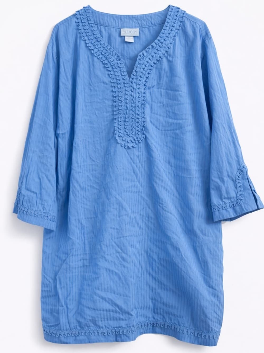 Liz & Me Women's Blue Embroidered Tunic Top Relaxed Fit Lightweight Plus Size 4X - Thumbnail 5
