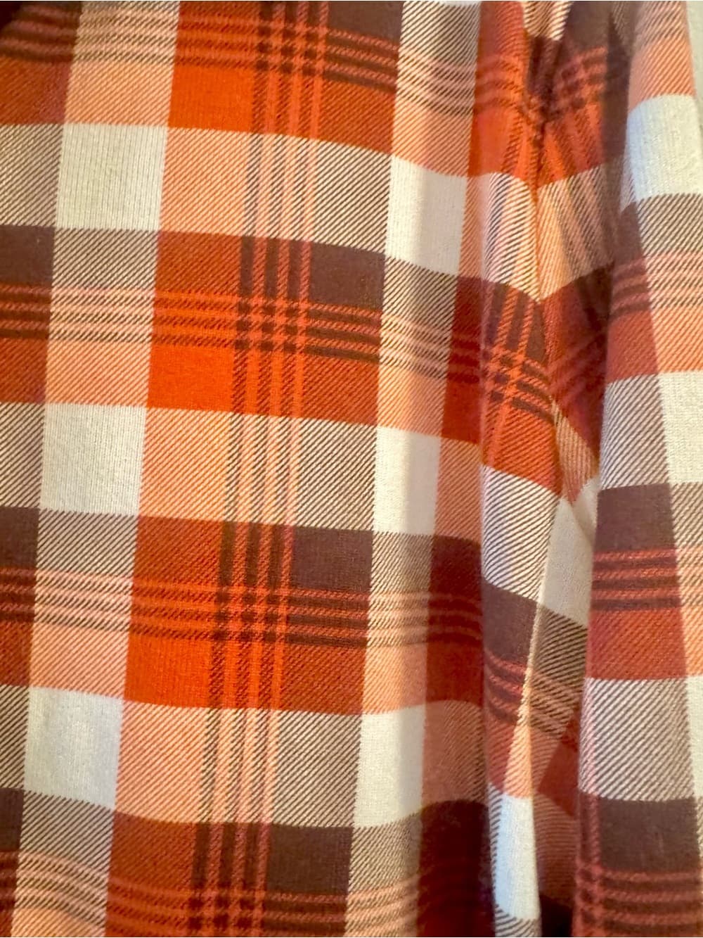 Carolyn Taylor Orange Brown Cream Plaid Button Front Shirt Large Long Sleeve - Thumbnail 3