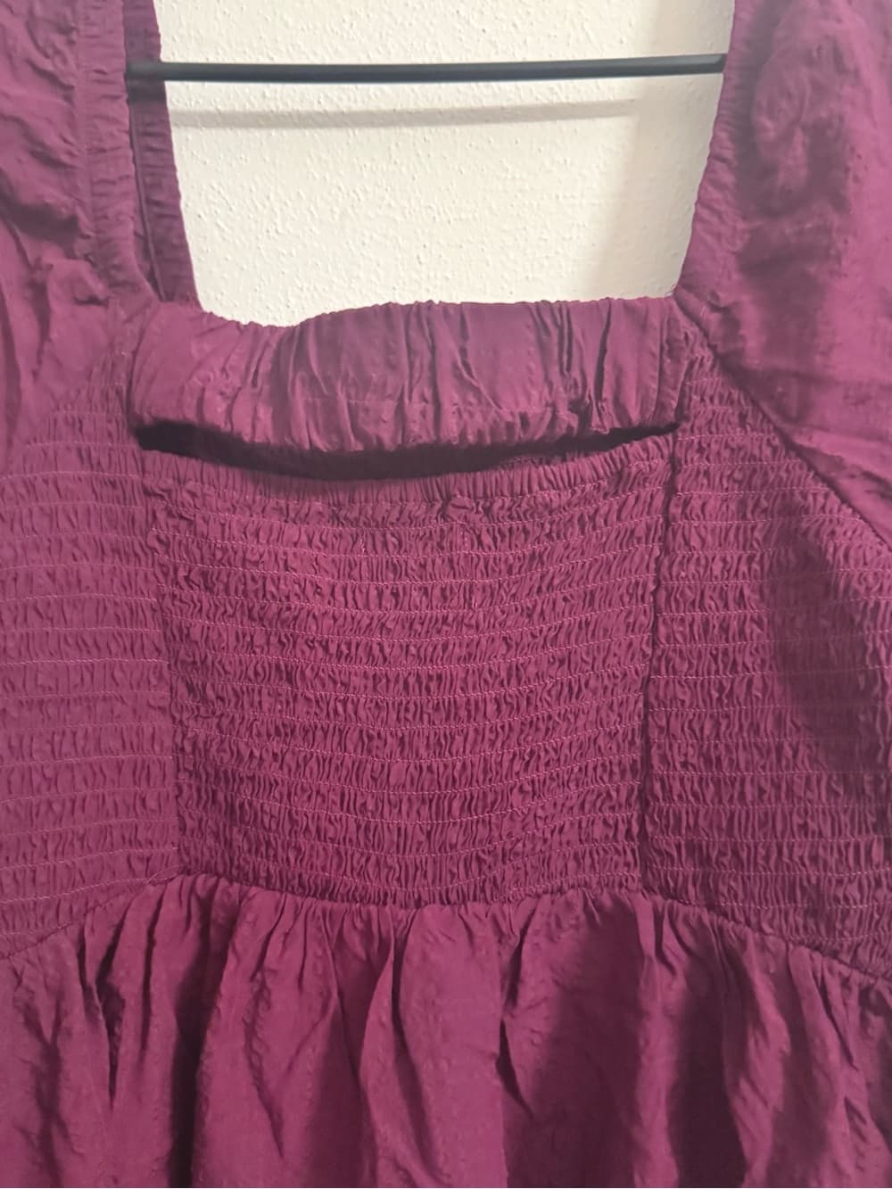 Old Navy Berry Plum Smocked Square Neck Long Sleeve Peplum Blouse M Cottagecore - Thumbnail 3