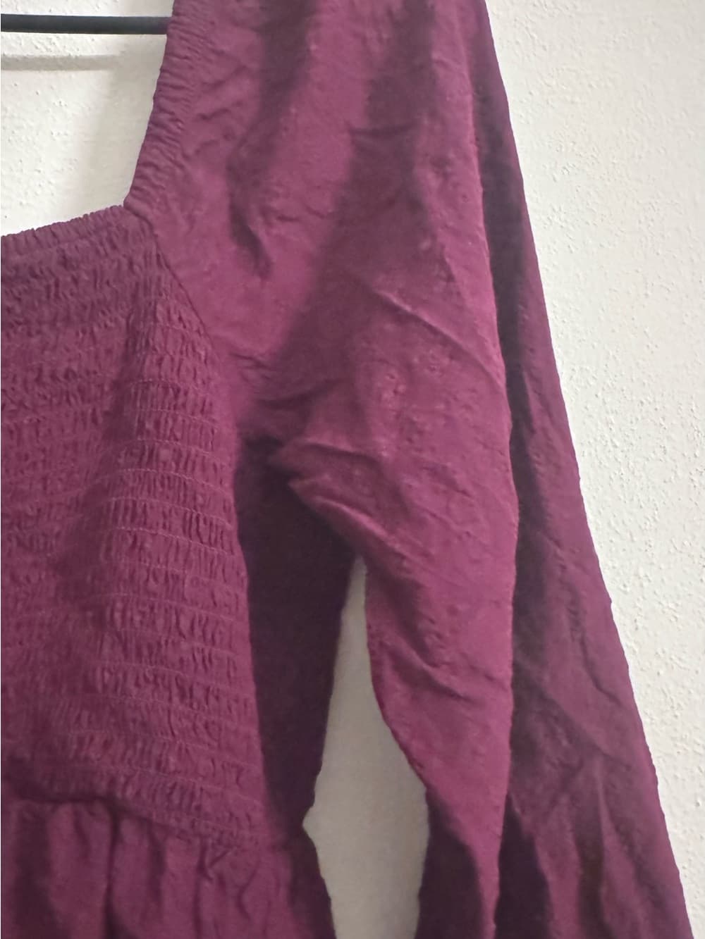 Old Navy Berry Plum Smocked Square Neck Long Sleeve Peplum Blouse M Cottagecore - Thumbnail 4