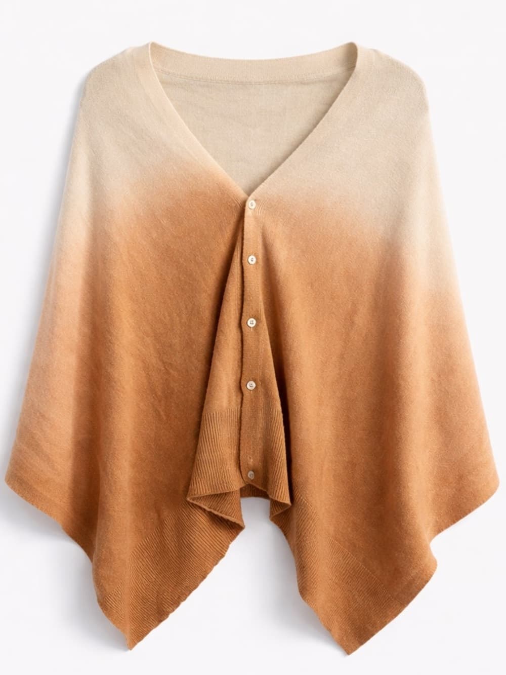 No Label Beige Brown Ombre Button Front Cardigan OS Lightweight Knit - Thumbnail 7