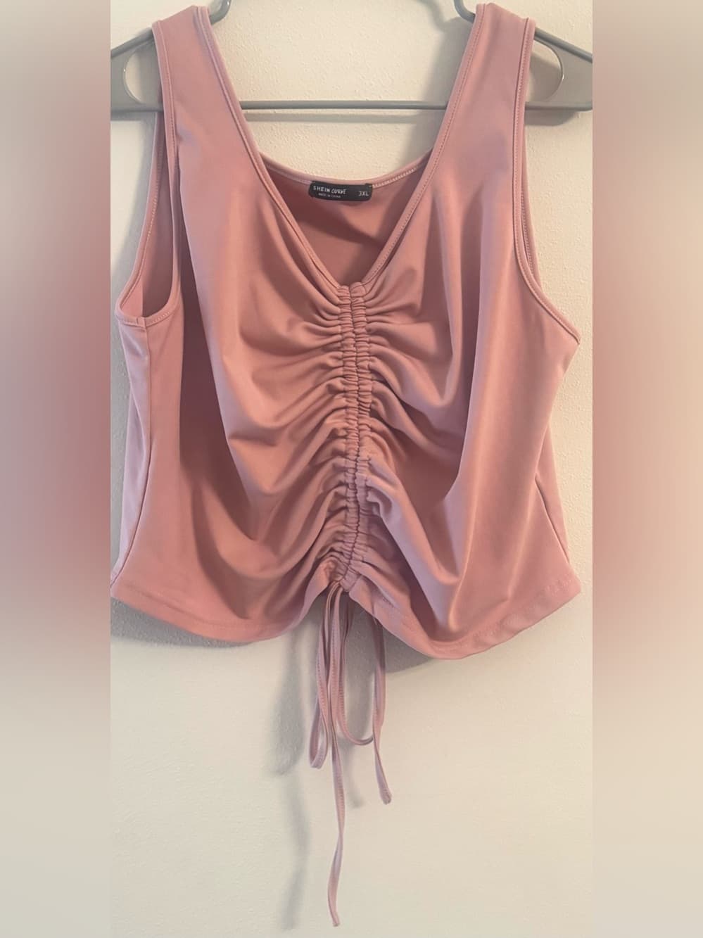 SHEIN Curve Women's Dusty Pink Ruched Drawstring Tank Top Plus Size 3X