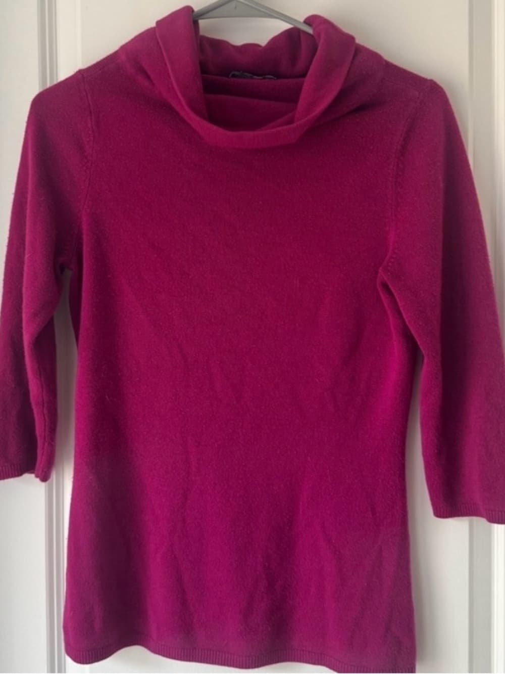 New York & Company Women's Pink Cowl Neck 3/4 Sleeve Lightweight Sweater Small