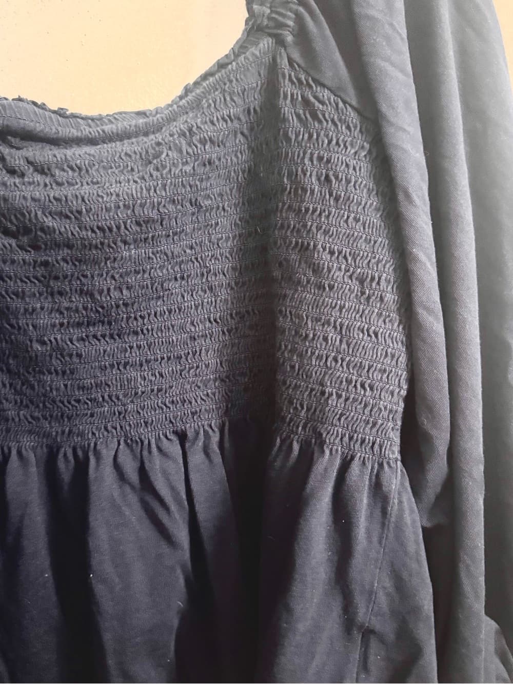 Nautica Women's Navy Smocked Square Neck Puff Sleeve Peplum Blouse Size XXL - Thumbnail 3