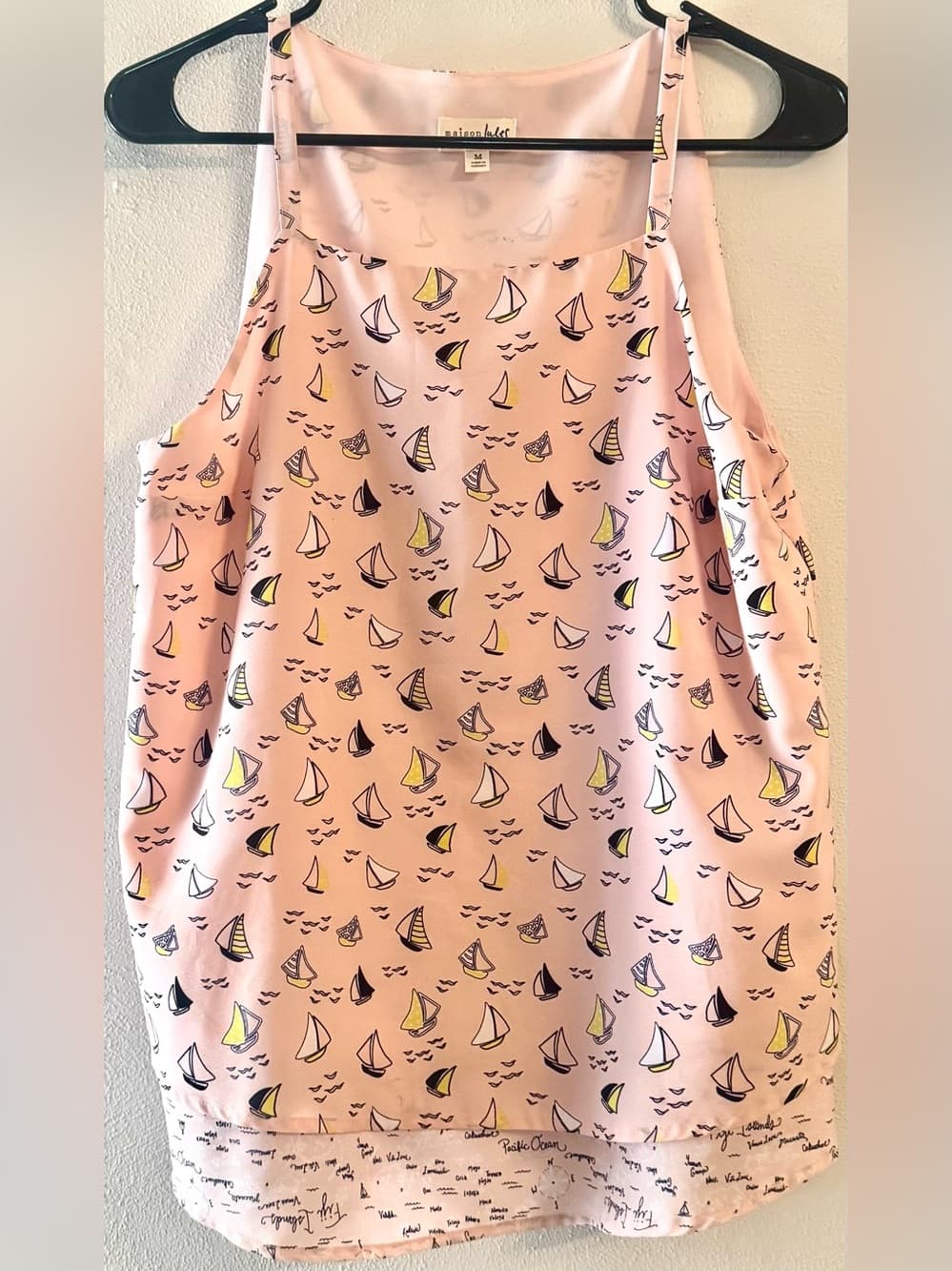 Maison Jules Women's Pink Nautical Sailboat Print Cami Tank Top Size Medium