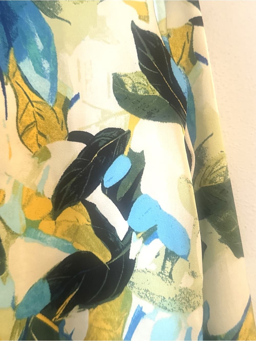 JM Collection Blue Yellow Floral Sheer Long Sleeve Blouse L Summer Boho - Thumbnail 3