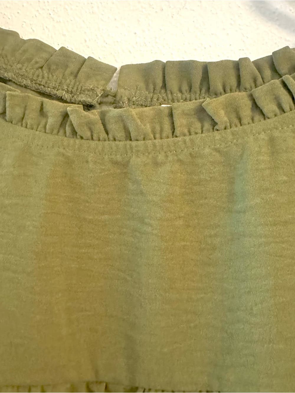Naif Women's Olive Green Ruffle Trim Babydoll Top Plus Size 2X - Thumbnail 3