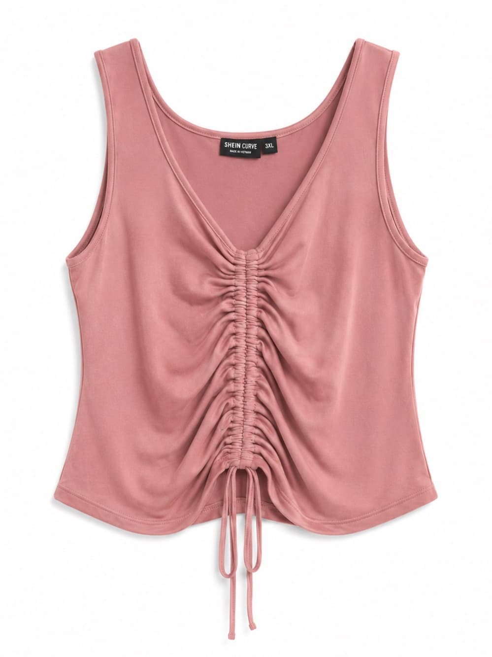 SHEIN Curve Women's Dusty Pink Ruched Drawstring Tank Top Plus Size 3X - Thumbnail 9