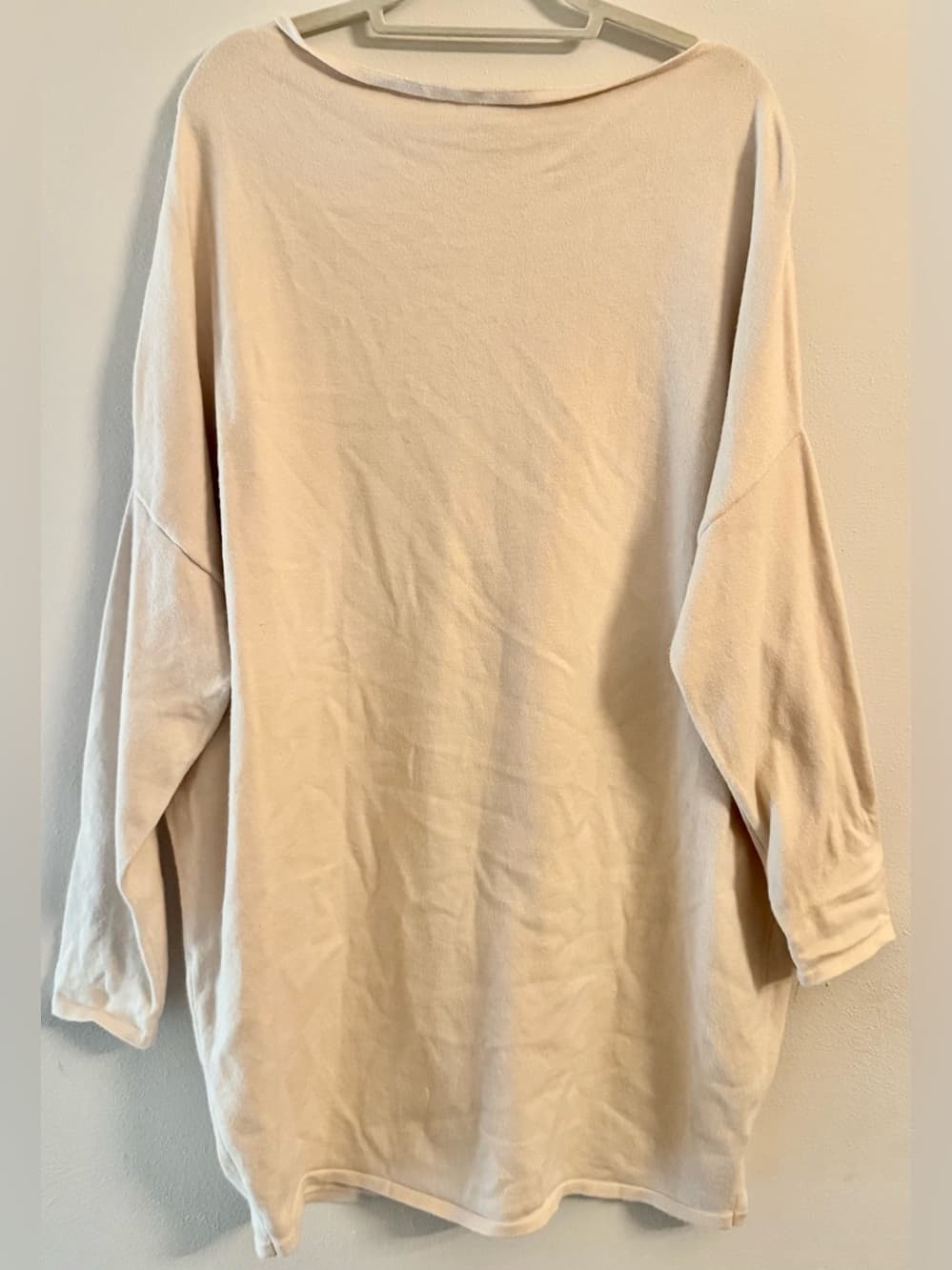 Umgee Women's Cream Oversized Long Sleeve Draped Tunic Top Plus Size 1X - Thumbnail 2