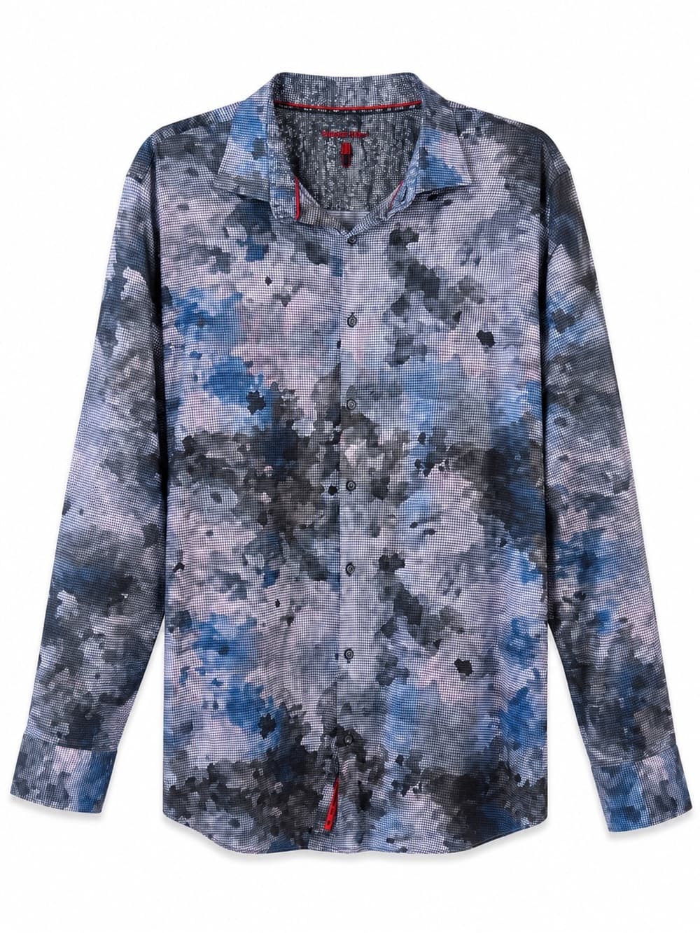 Visconti Black Blue Abstract Print Long Sleeve Shirt 2XLT Big & Tall - Thumbnail 8
